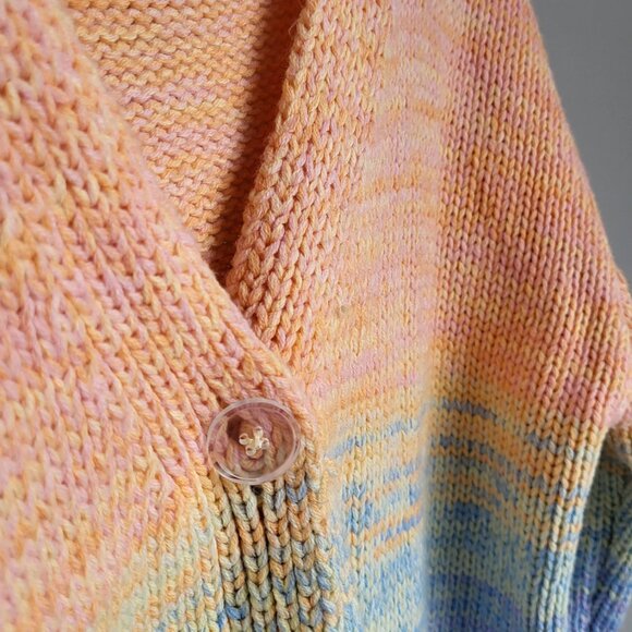 Pastel Ombre Knit Cardigan • Venice Love • Soft Rainbow Button-Up Sweater - Picture 4 of 5